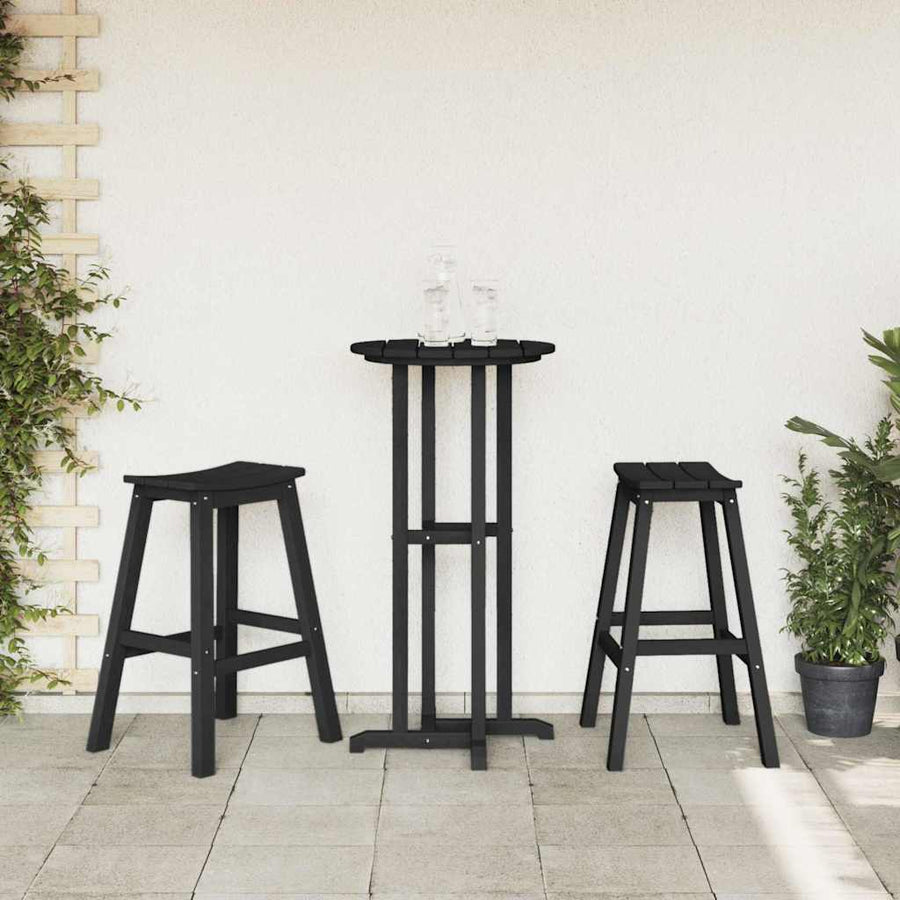 Barkruk 2 pcs Zwart 52 x 43 x 73,5 cm HDPE