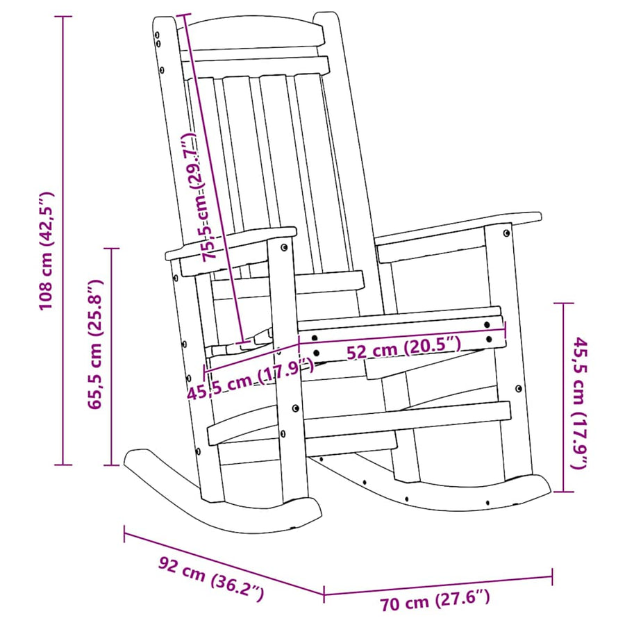 Tuin Schommelstoel Wit 92 x 70 x 108cm HDPE