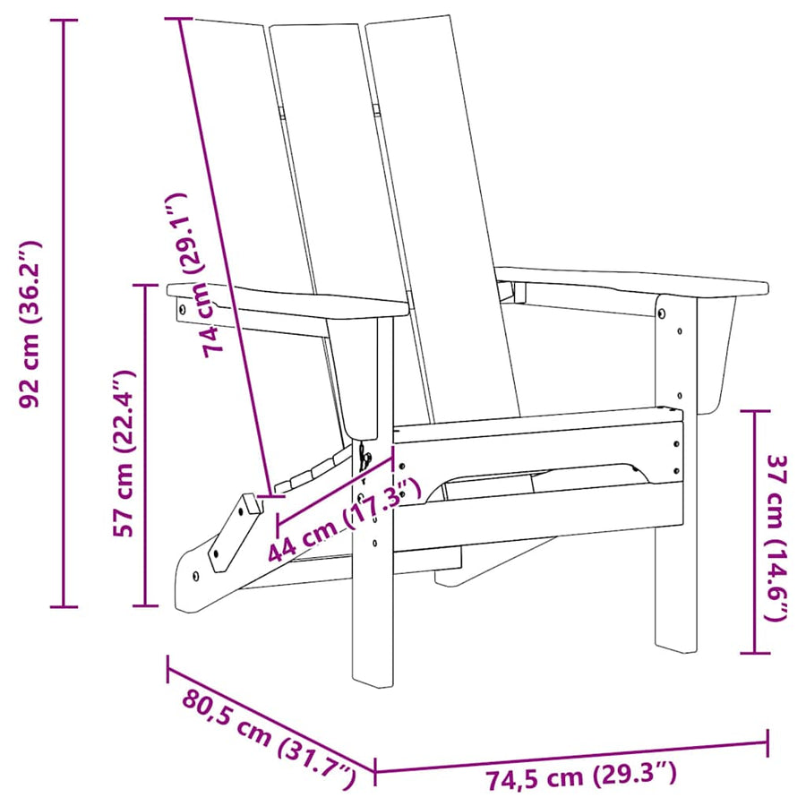 Vouw Adirondack Stoel Lichtgrijs 80,5 x 74,5 x 92 cm HDPE