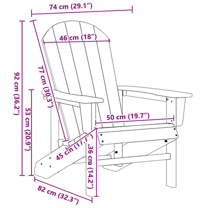 Adirondack-stoel Zwart 82 x 74 x 92 cm HDPE