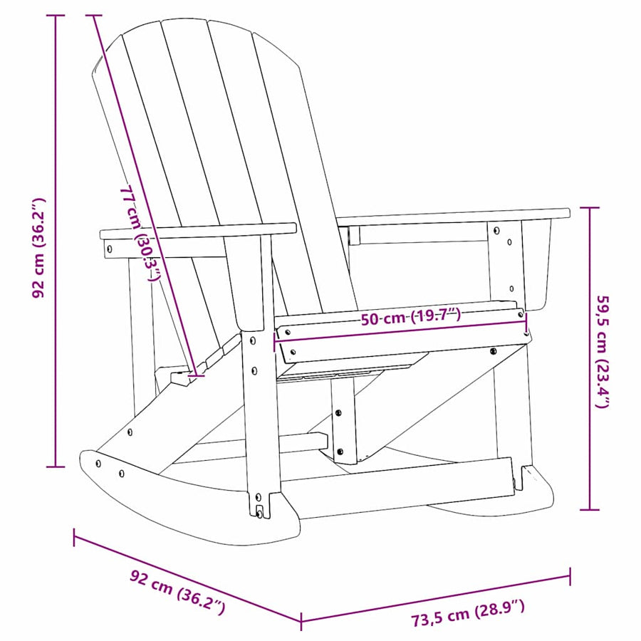 Adirondack Schommelstoel Marineblauw 92 x 73,5 x 92 cm HDPE