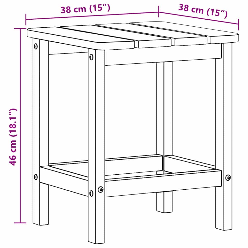 Adirondack Zij Tafel Lichtgrijs 38 x 38 x 46 cm HDPE