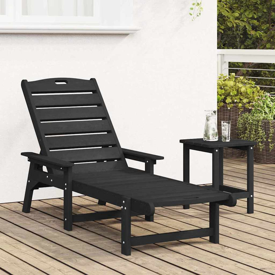 Ligstoel Zwart 195,5 x 53 x 98,5 cm HDPE