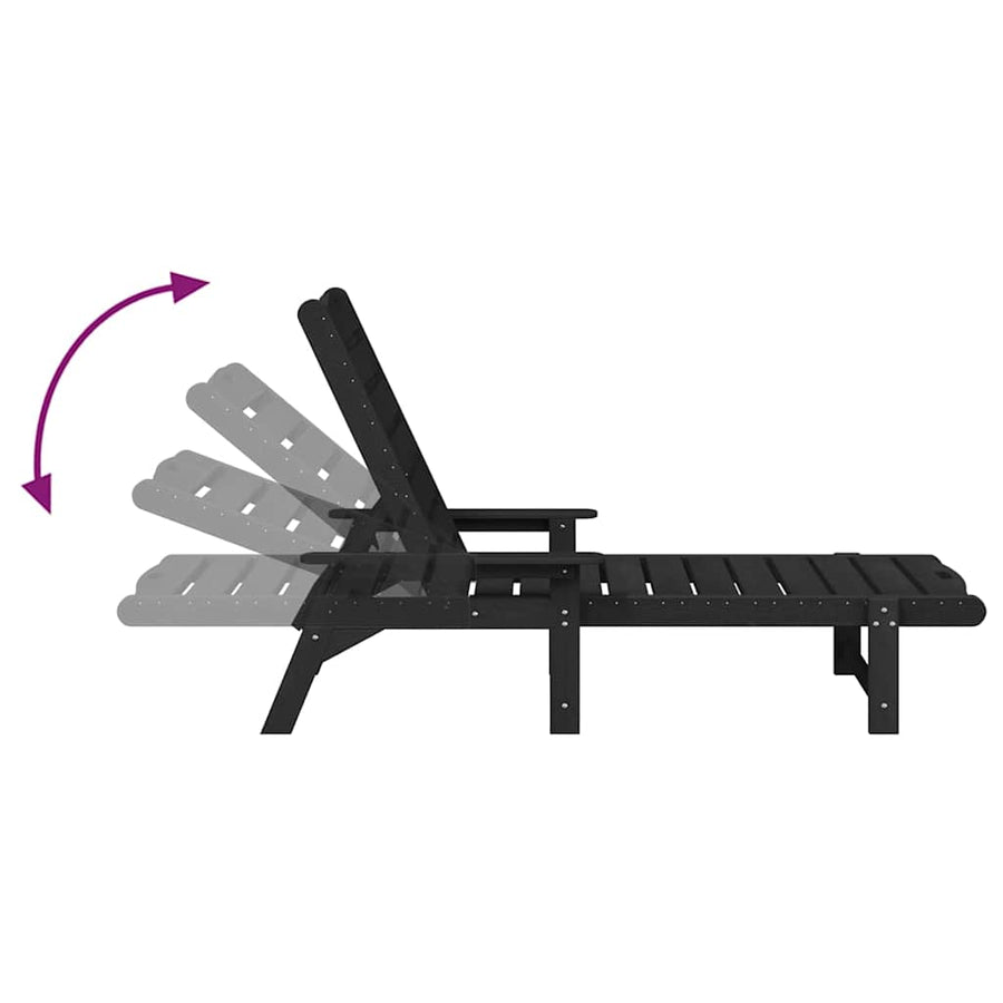 Ligstoel Zwart 195,5 x 53 x 98,5 cm HDPE