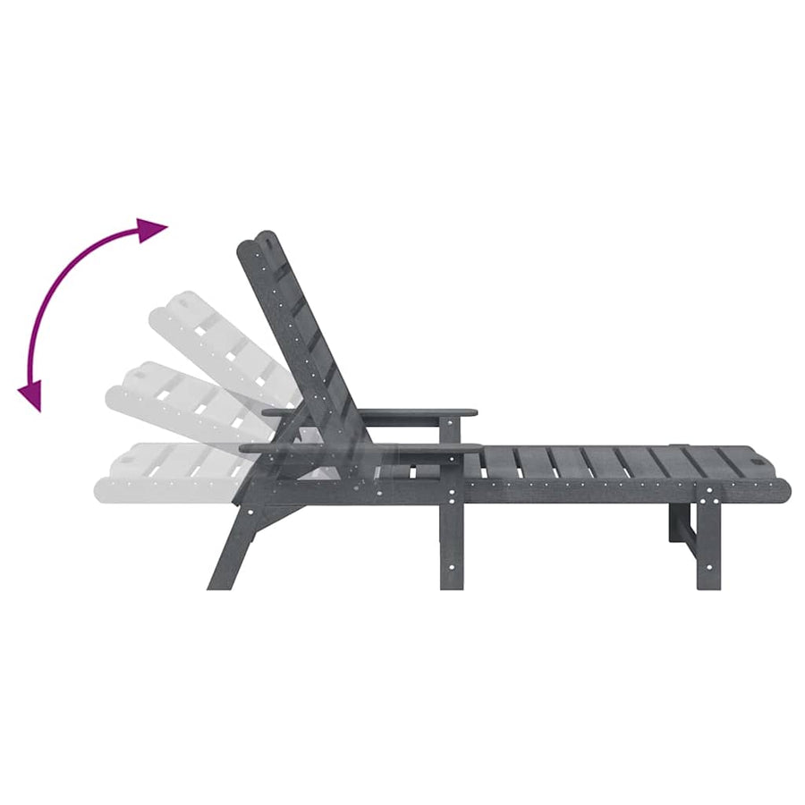 Ligstoel Lichtgrijs 195,5 x 53 x 98,5 cm HDPE