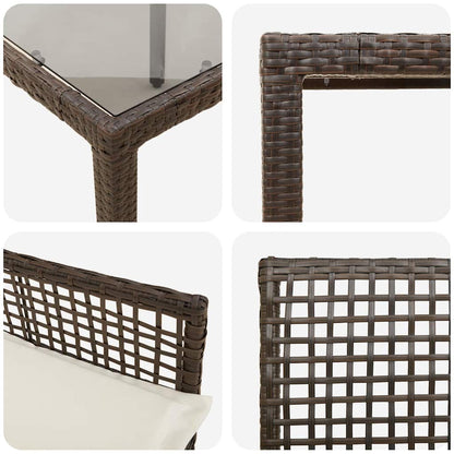Tuin Eetset 7 pcs Bruin 190 x 90 x 75 cm Poly rattan