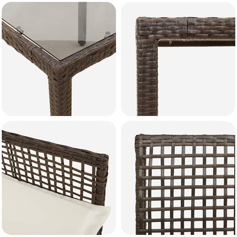 Tuin Eetset 7 pcs Bruin 190 x 90 x 75 cm Poly rattan