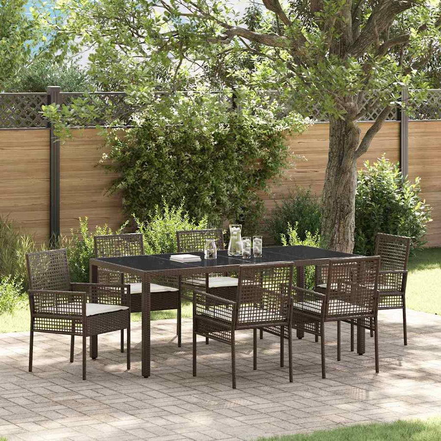Tuin Eetset 7 pcs Bruin 190 x 90 x 75 cm Poly rattan