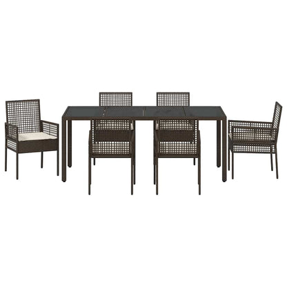Tuin Eetset 7 pcs Bruin 190 x 90 x 75 cm Poly rattan