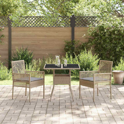 Tuin eettafelset 3 pcs Beige poly rattan