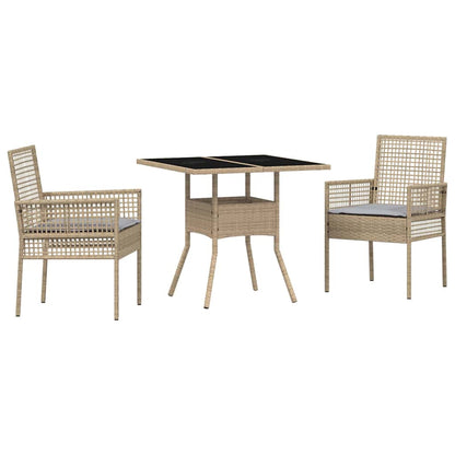 Tuin eettafelset 3 pcs Beige poly rattan