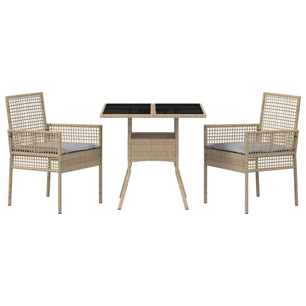 Tuin eettafelset 3 pcs Beige poly rattan