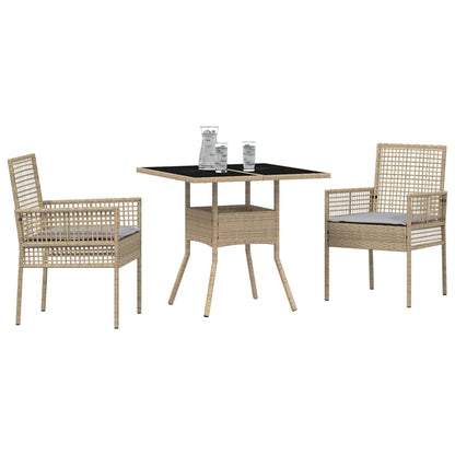 Tuin eettafelset 3 pcs Beige poly rattan