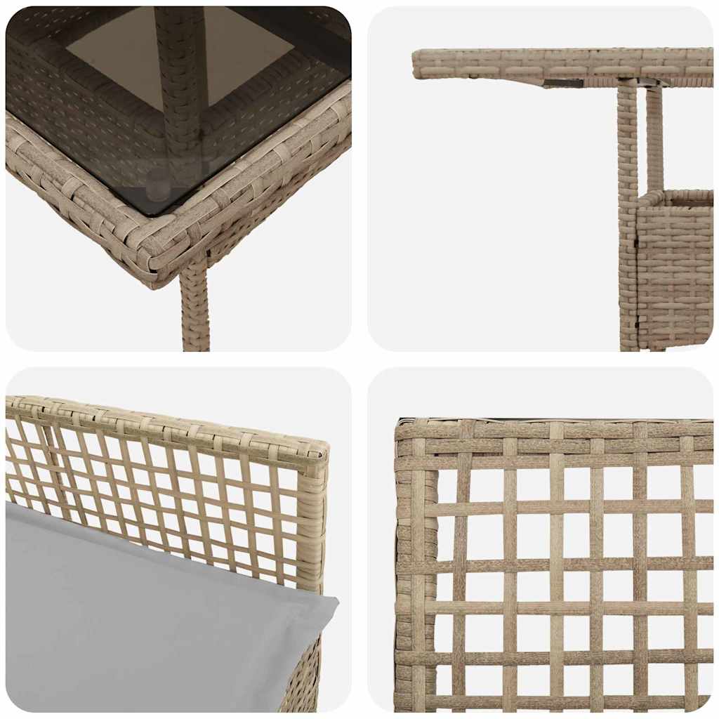 Tuin eettafelset 5 pcs Beige poly rattan