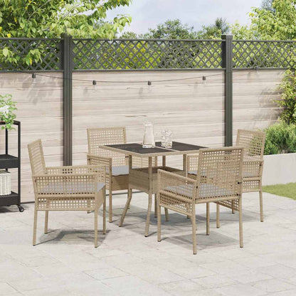 Tuin eettafelset 5 pcs Beige poly rattan