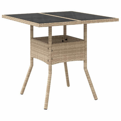Tuin eettafelset 5 pcs Beige poly rattan