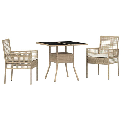 Tuin eettafelset 3 pcs Beige poly rattan