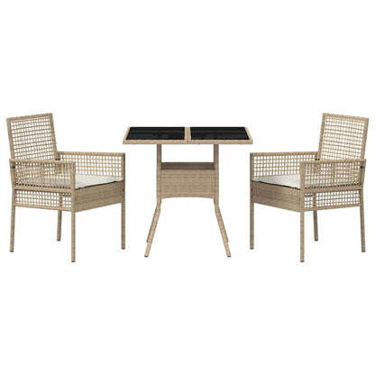 Tuin eettafelset 3 pcs Beige poly rattan