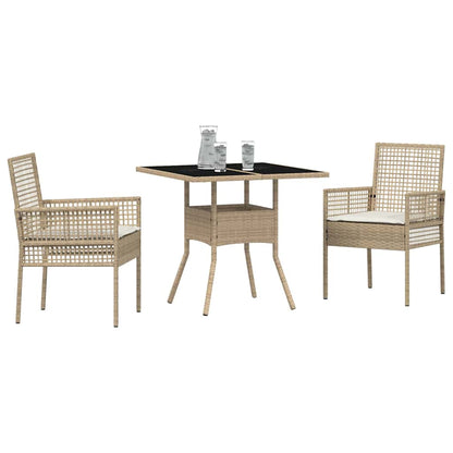 Tuin eettafelset 3 pcs Beige poly rattan