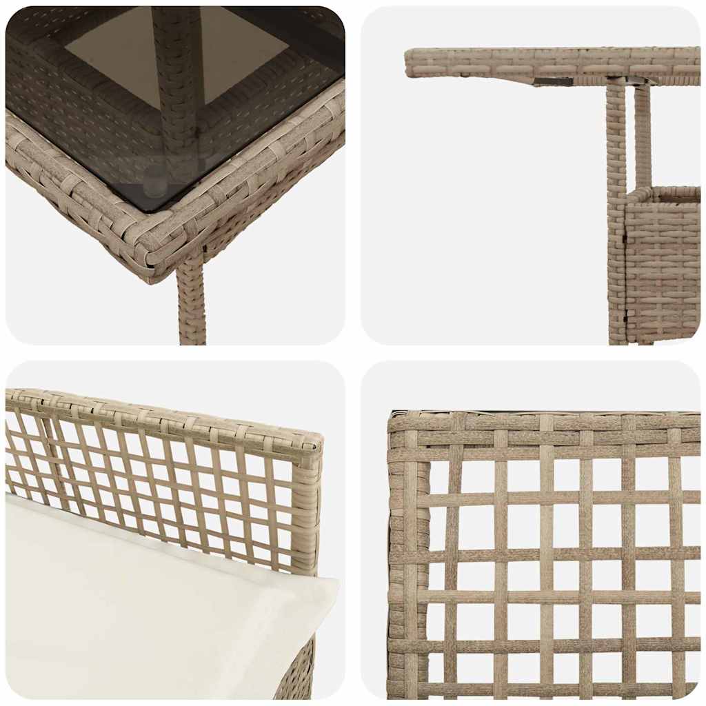 Tuin eettafelset 5 pcs Beige poly rattan