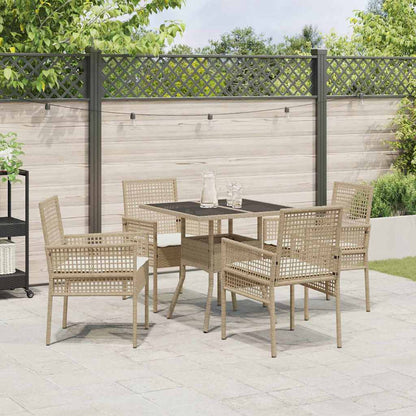 Tuin eettafelset 5 pcs Beige poly rattan