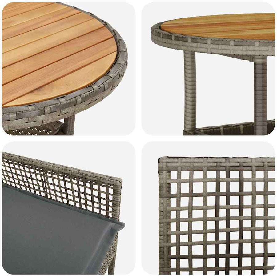 Tuin Eetset 5 pcs Grijs Poly riet