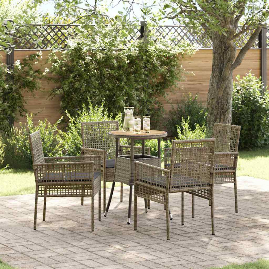 Tuin Eetset 5 pcs Grijs Poly riet