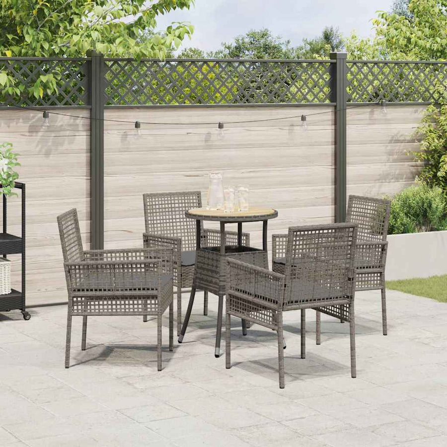 Tuin Eetset 5 pcs Grijs Poly riet