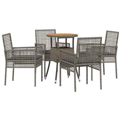 Tuin Eetset 5 pcs Grijs Poly riet