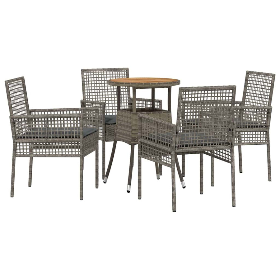 Tuin Eetset 5 pcs Grijs Poly riet
