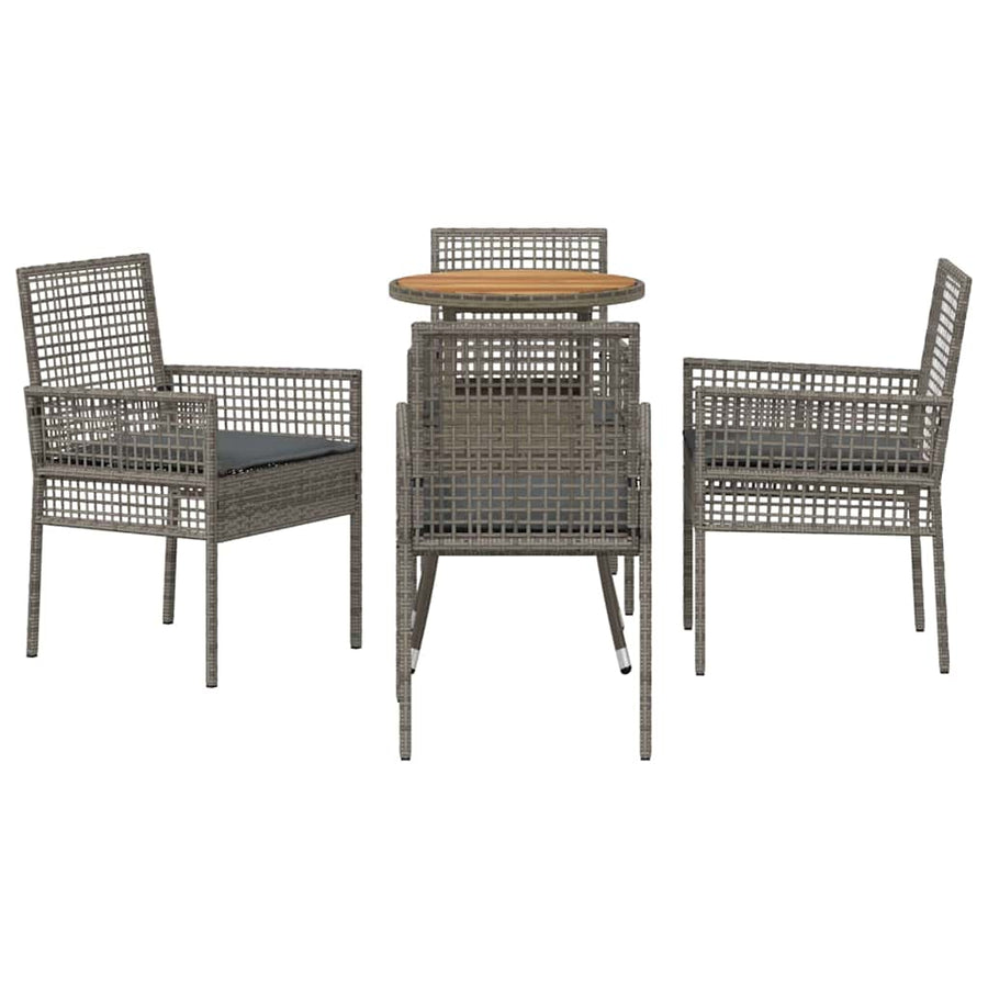 Tuin Eetset 5 pcs Grijs Poly riet
