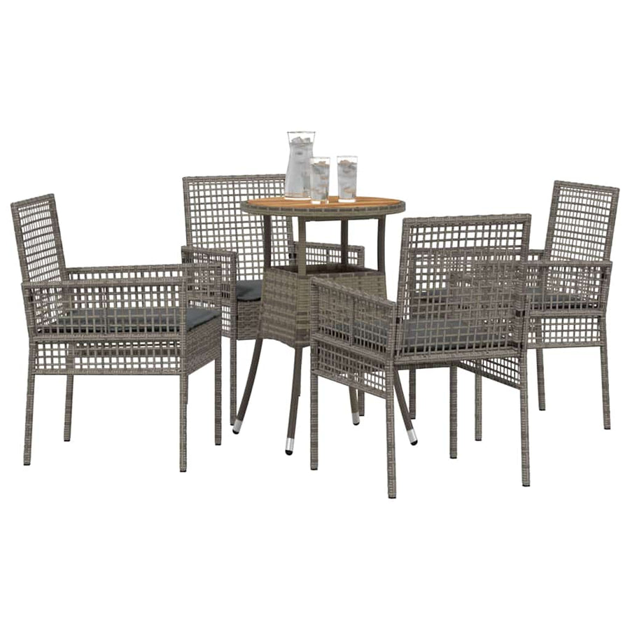 Tuin Eetset 5 pcs Grijs Poly riet
