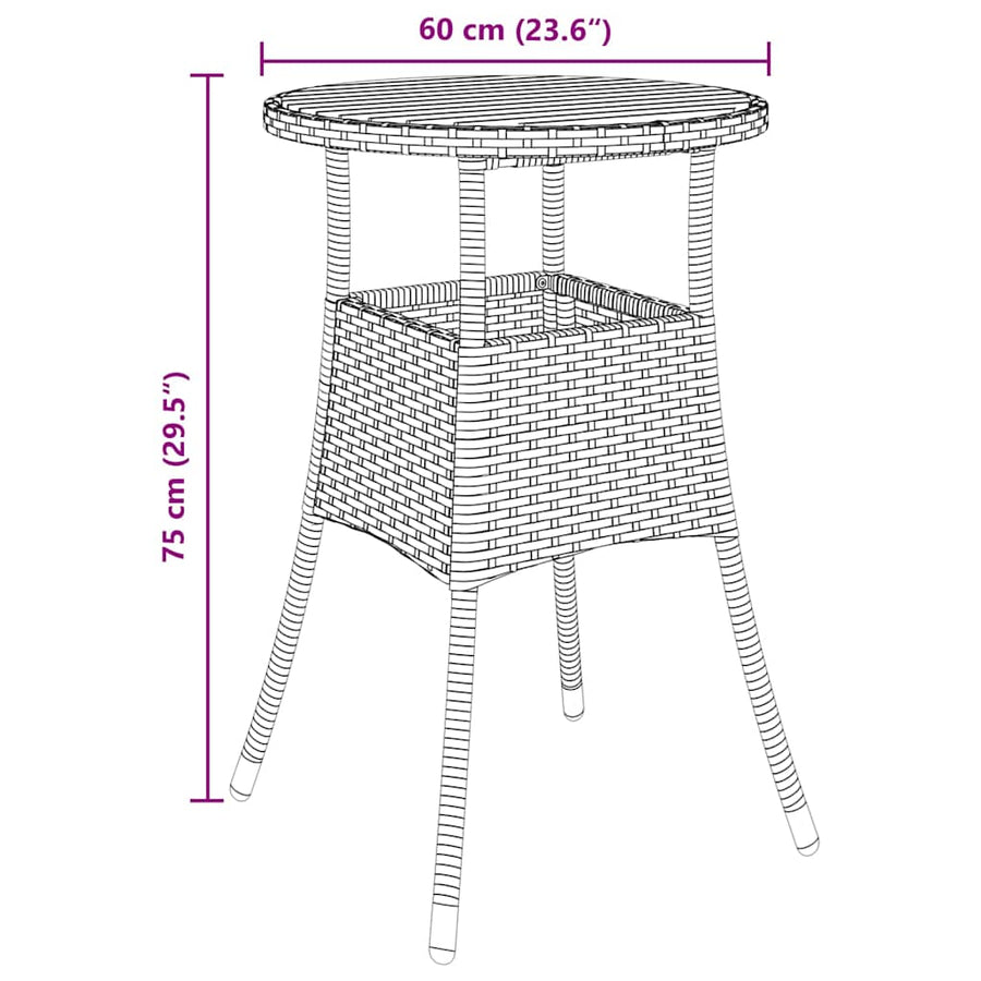 Tuin Eetset 5 pcs Grijs Poly riet