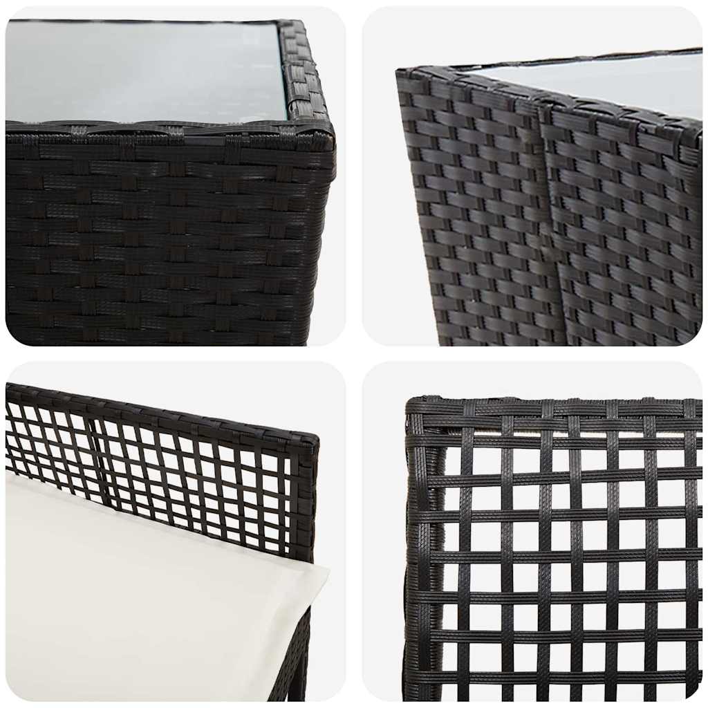 Tuin Bistro Set 3 pcs Zwart poly rattan