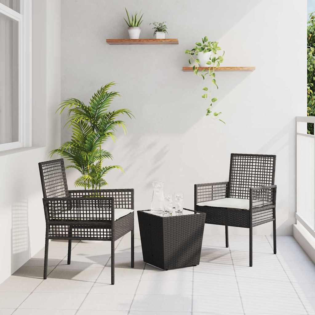 Tuin Bistro Set 3 pcs Zwart poly rattan