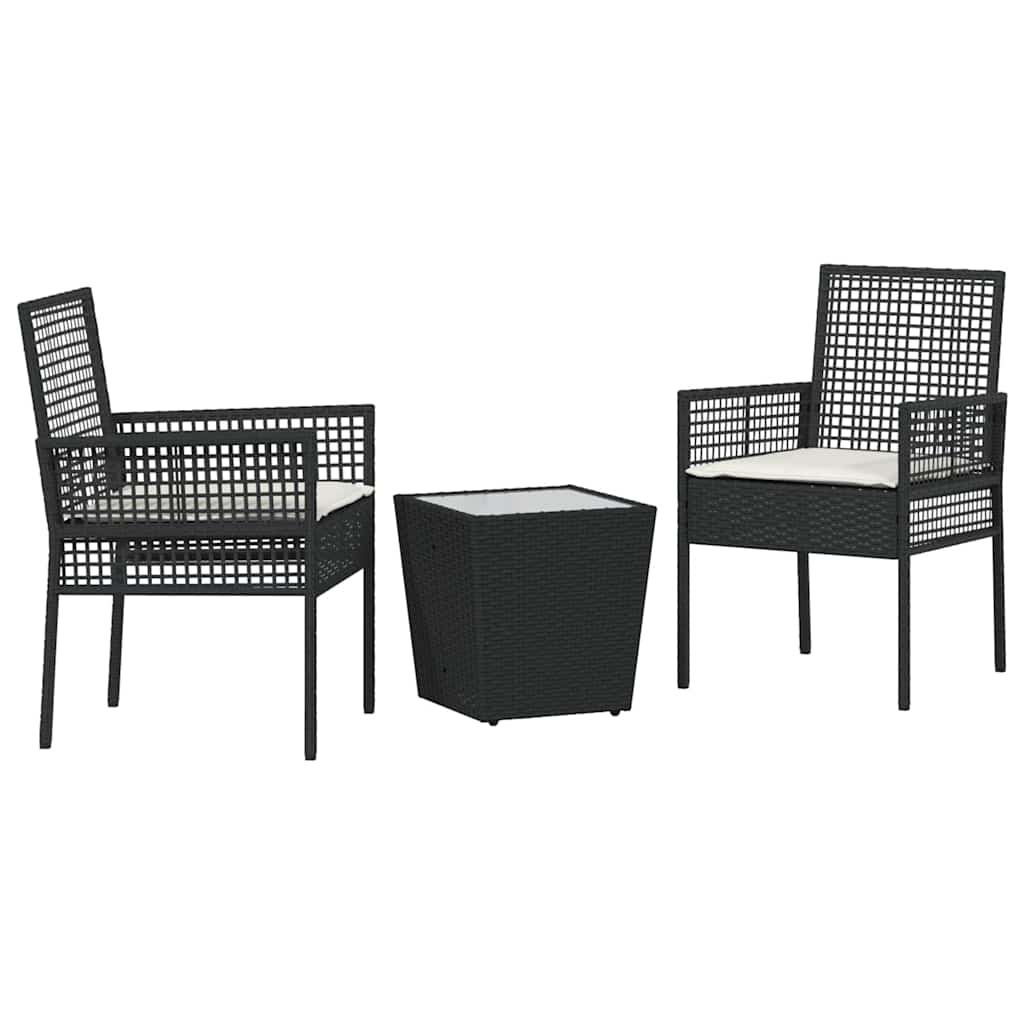 Tuin Bistro Set 3 pcs Zwart poly rattan