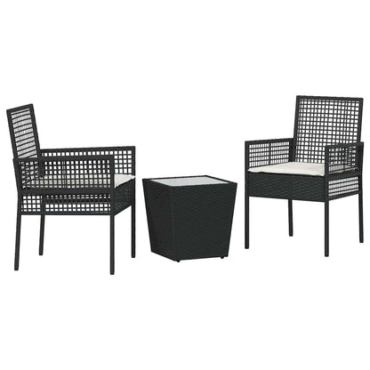 Tuin Bistro Set 3 pcs Zwart poly rattan
