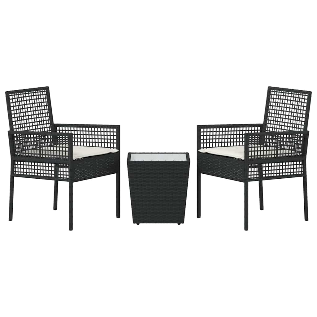 Tuin Bistro Set 3 pcs Zwart poly rattan