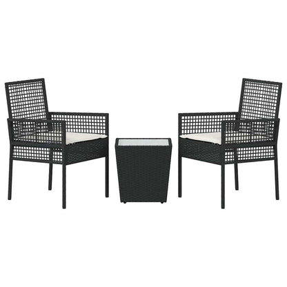 Tuin Bistro Set 3 pcs Zwart poly rattan