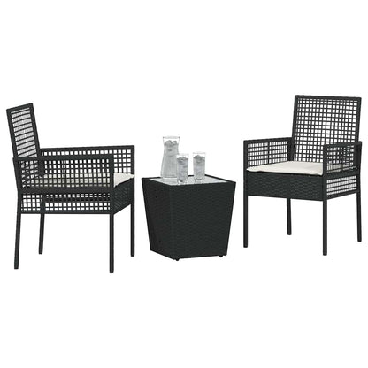 Tuin Bistro Set 3 pcs Zwart poly rattan