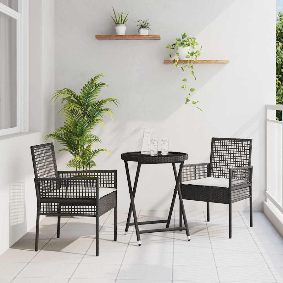 Tuin Bistro Set 3 Pcs Poly Rattan Zwart en crèmewit