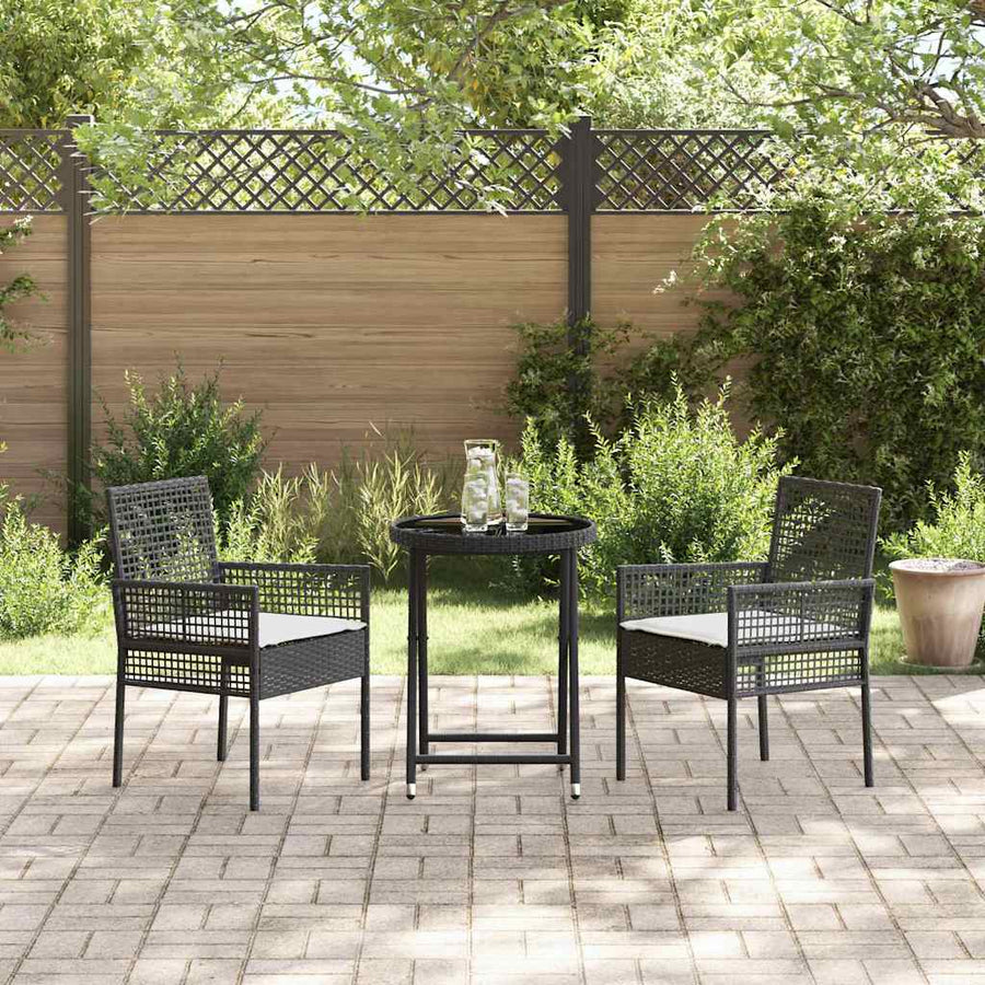 Tuin Bistro Set 3 Pcs Poly Rattan Zwart en crèmewit