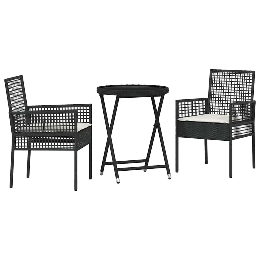 Tuin Bistro Set 3 Pcs Poly Rattan Zwart en crèmewit