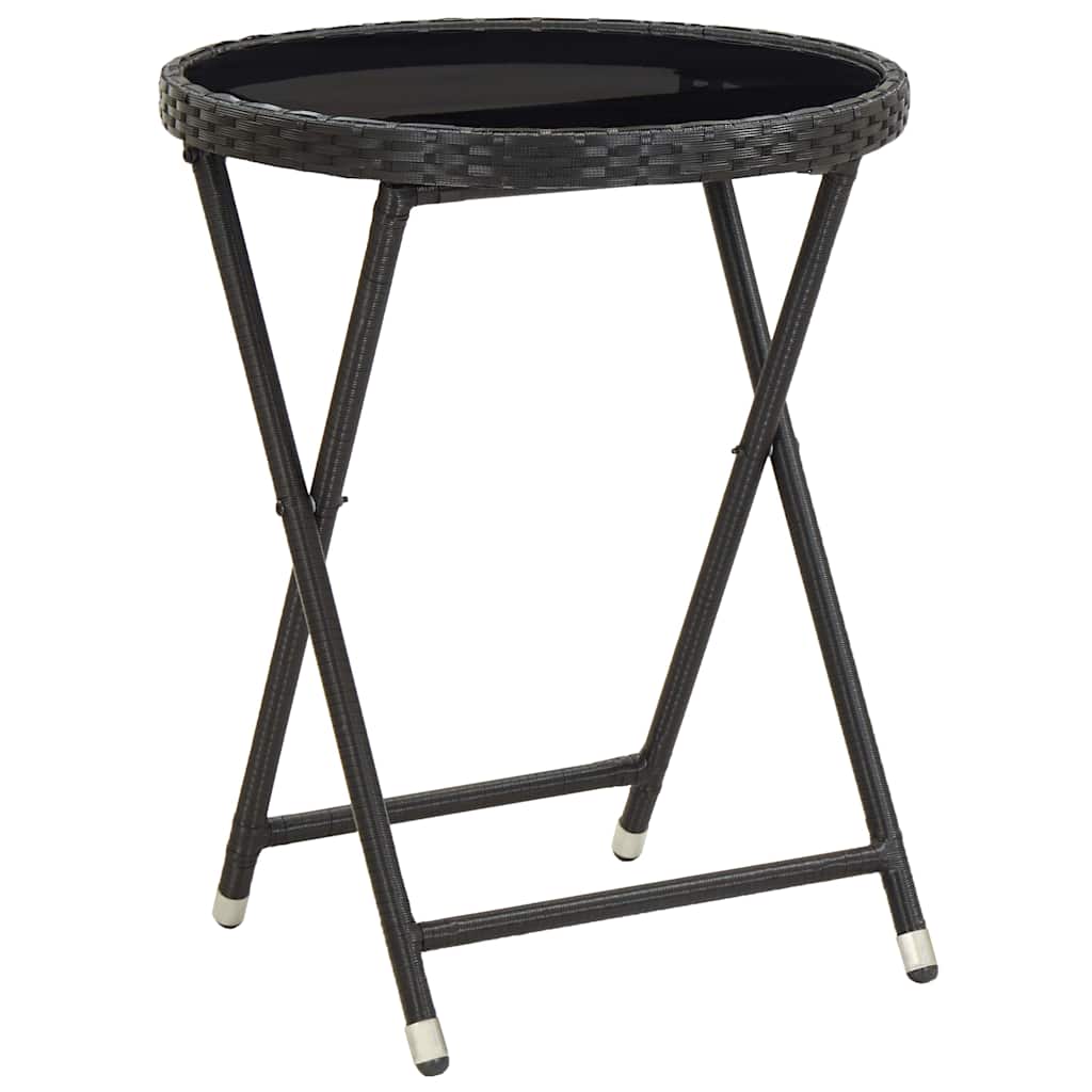 Tuin Bistro Set 3 Pcs Poly Rattan Zwart en crèmewit