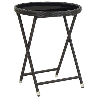 Tuin Bistro Set 3 Pcs Poly Rattan Zwart en crèmewit