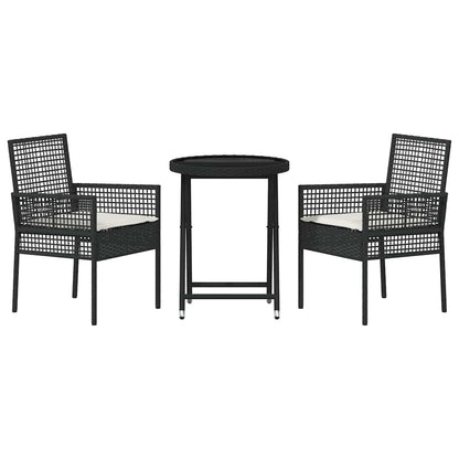 Tuin Bistro Set 3 Pcs Poly Rattan Zwart en crèmewit