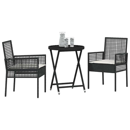 Tuin Bistro Set 3 Pcs Poly Rattan Zwart en crèmewit