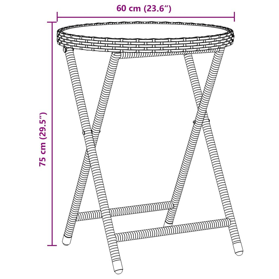 Tuin Bistro Set 3 Pcs Poly Rattan Zwart en crèmewit