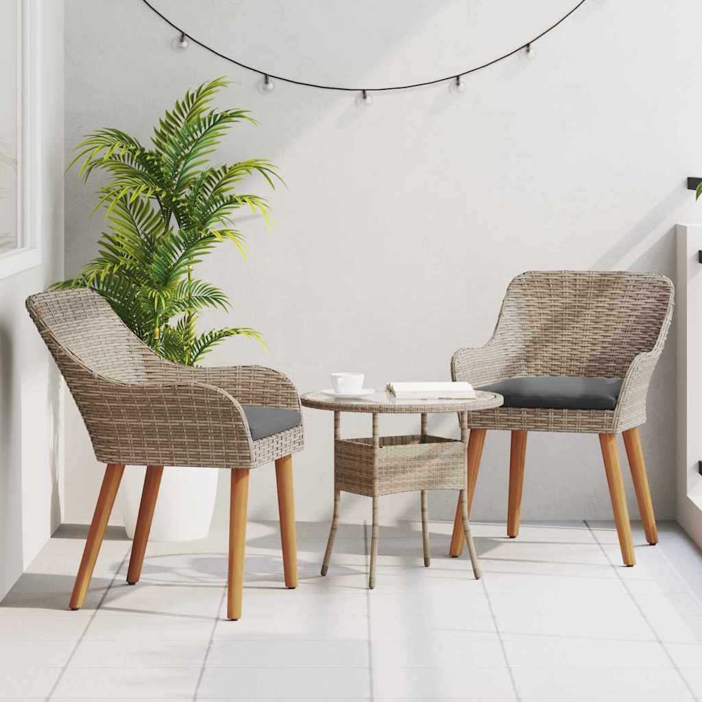 Tuinstoel met kussen 2 pcs Zwart 62,5 x 55 x 82 cm poly rattan