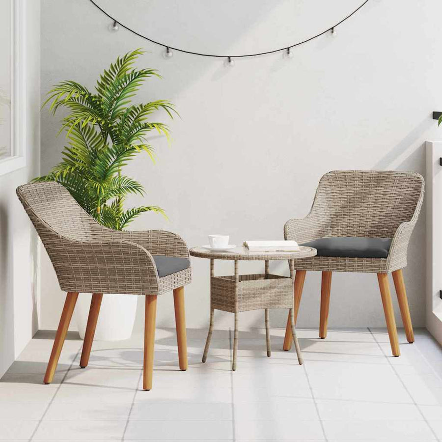 Tuinstoel met kussen 2 pcs Zwart 62,5 x 55 x 82 cm poly rattan